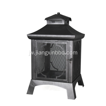 Black Sand Paint Steel Kayu Outdoor Firepit